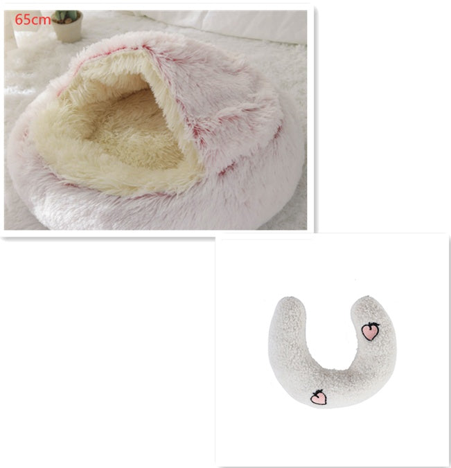 2 In 1 Dog And Cat Bed Pet Winter Bed Round