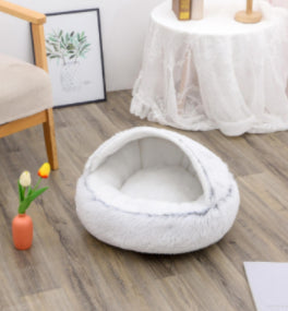 2 In 1 Dog And Cat Bed Pet Winter Bed Round