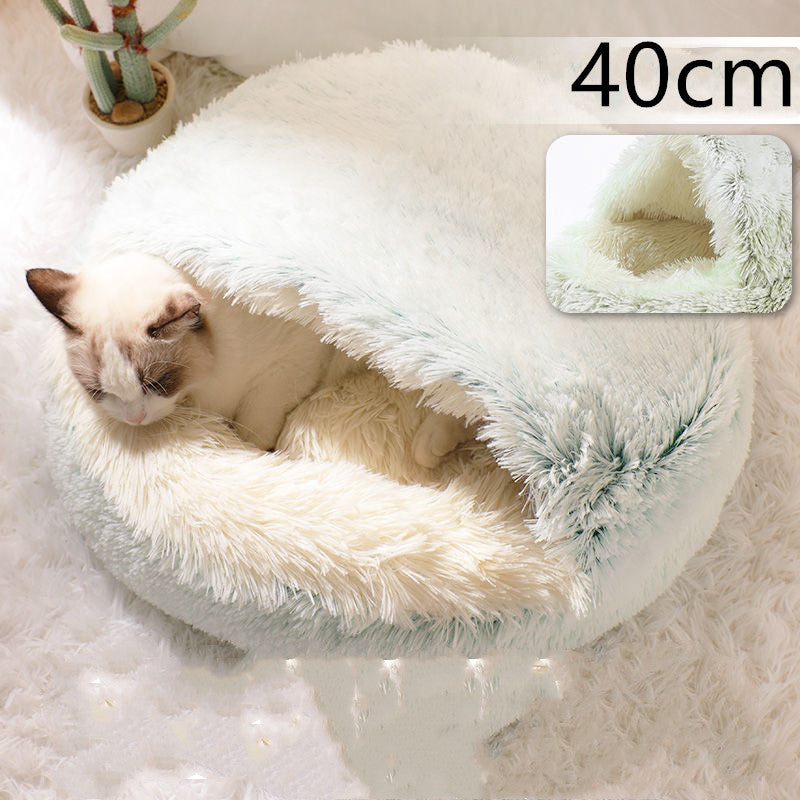 2 In 1 Dog And Cat Bed Pet Winter Bed Round