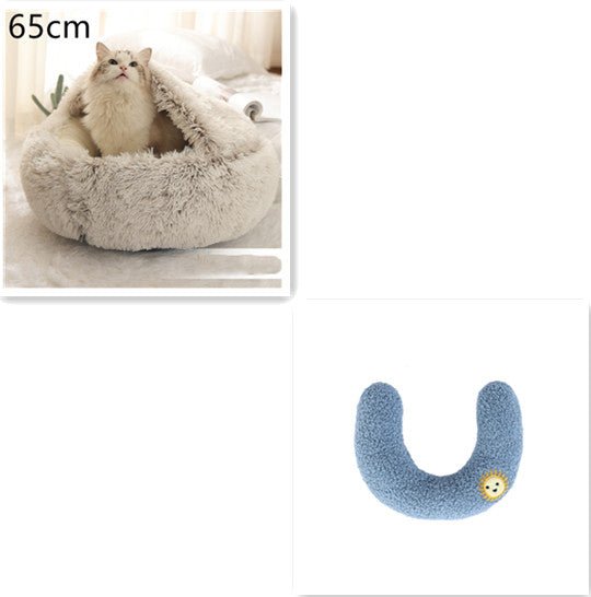 2 In 1 Dog And Cat Bed Pet Winter Bed Round