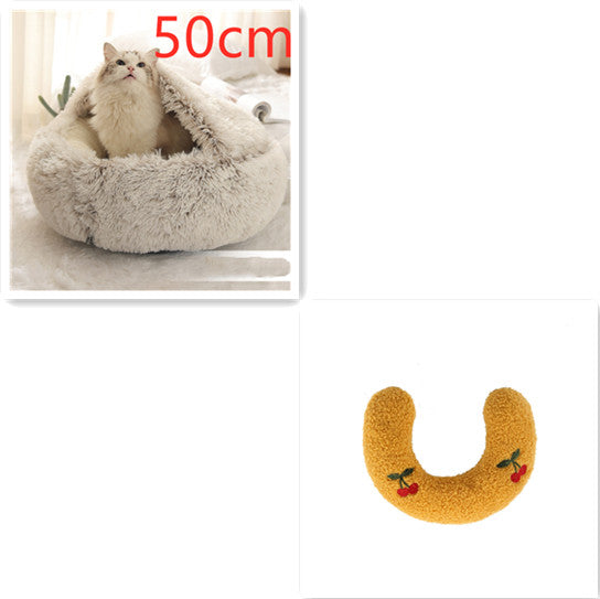 2 In 1 Dog And Cat Bed Pet Winter Bed Round