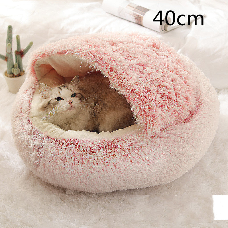 2 In 1 Dog And Cat Bed Pet Winter Bed Round