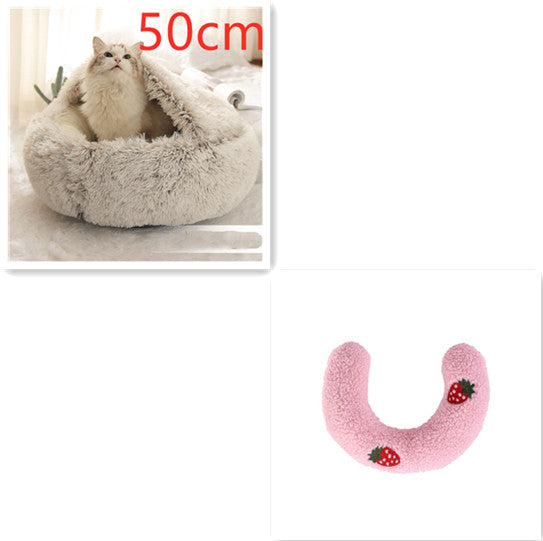 2 In 1 Dog And Cat Bed Pet Winter Bed Round