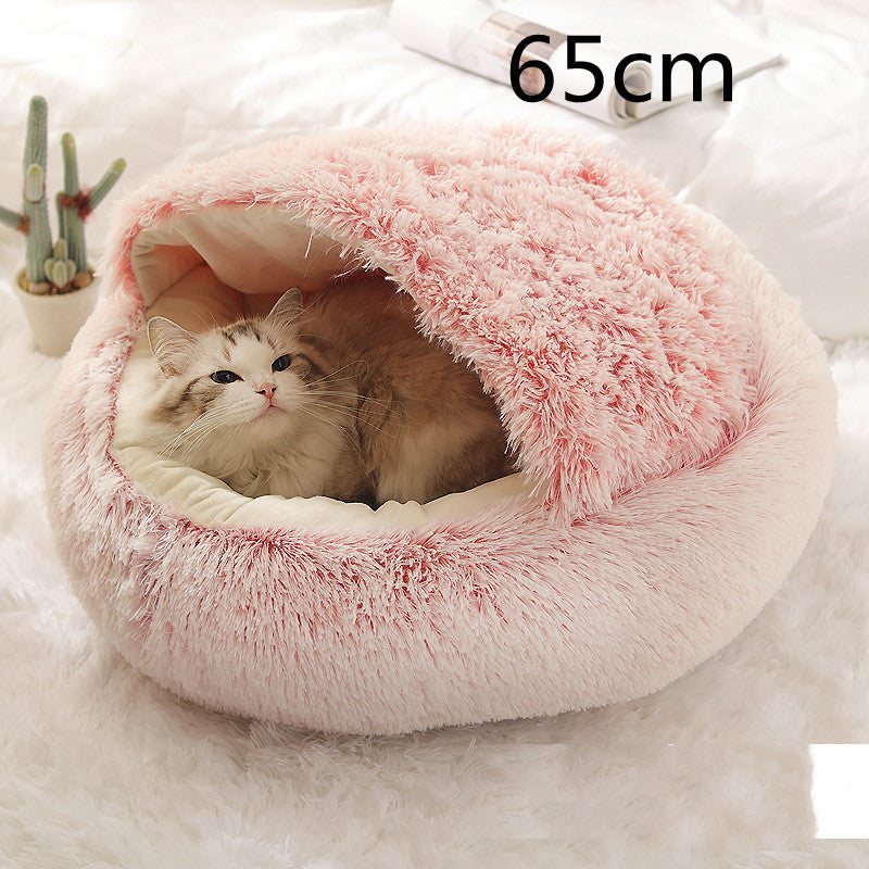 2 In 1 Dog And Cat Bed Pet Winter Bed Round
