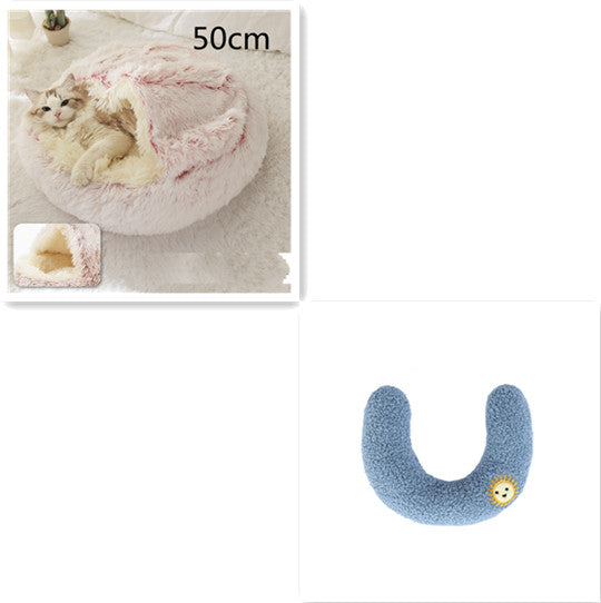 2 In 1 Dog And Cat Bed Pet Winter Bed Round
