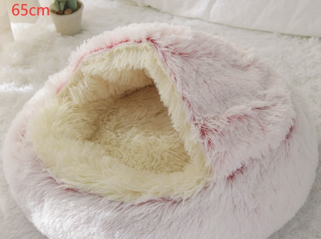 2 In 1 Dog And Cat Bed Pet Winter Bed Round