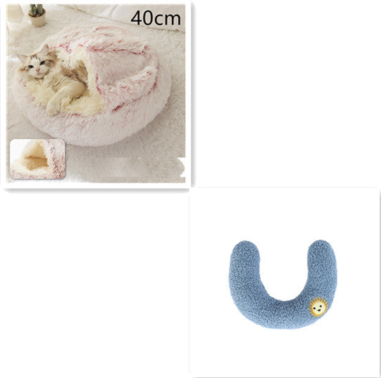 2 In 1 Dog And Cat Bed Pet Winter Bed Round