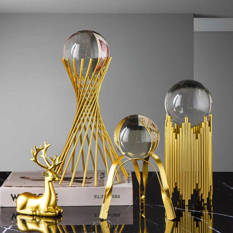 Golden Luxury Modern Metal Crystal Ball Crafts