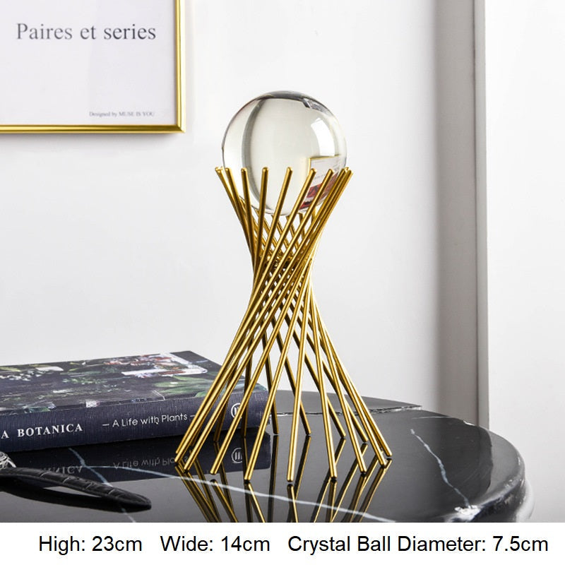 Golden Luxury Modern Metal Crystal Ball Crafts