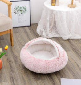2 In 1 Dog And Cat Bed Pet Winter Bed Round